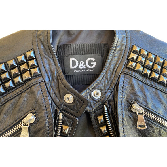 Dolce & Gabbana Studded Lamb Leather Biker Jacket Vintage Size 46, US 10 - Picture 10 of 11